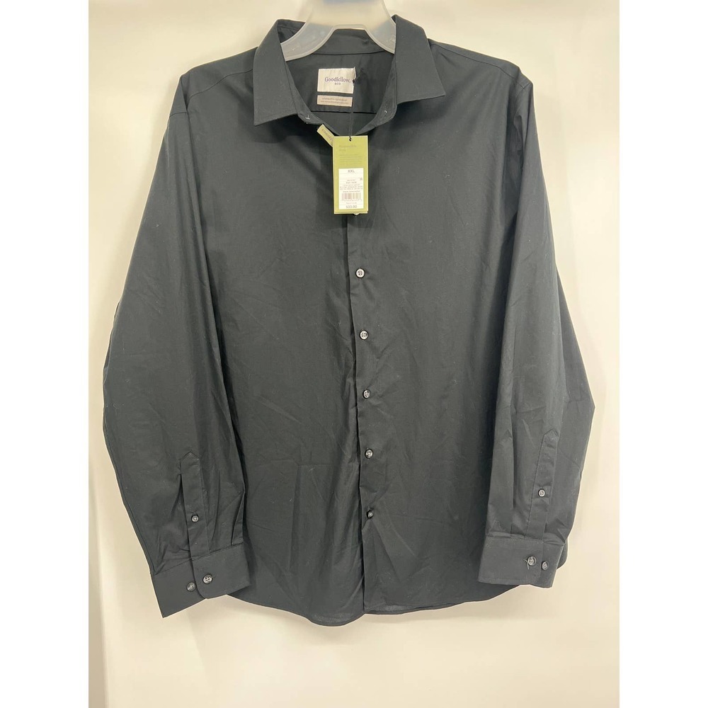 Goodfellow & Co Standard Fit Black Long Sleeve Button Shirt Size Men XXL - Picture 3 of 5